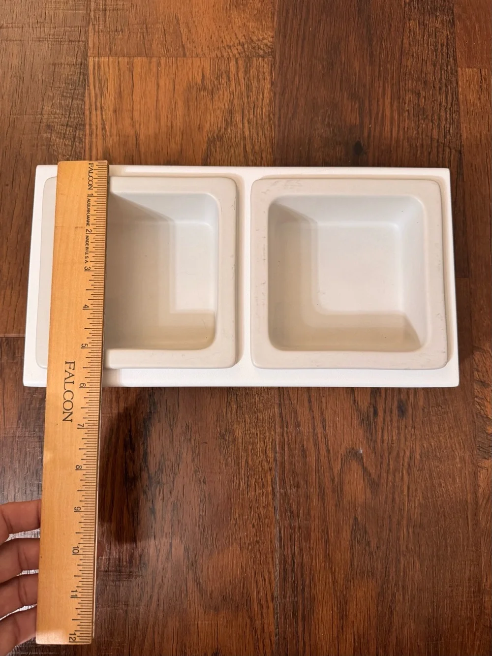 YAMAZAKI Dog/Cat Pet Food Bowl - Steel + Ceramic White